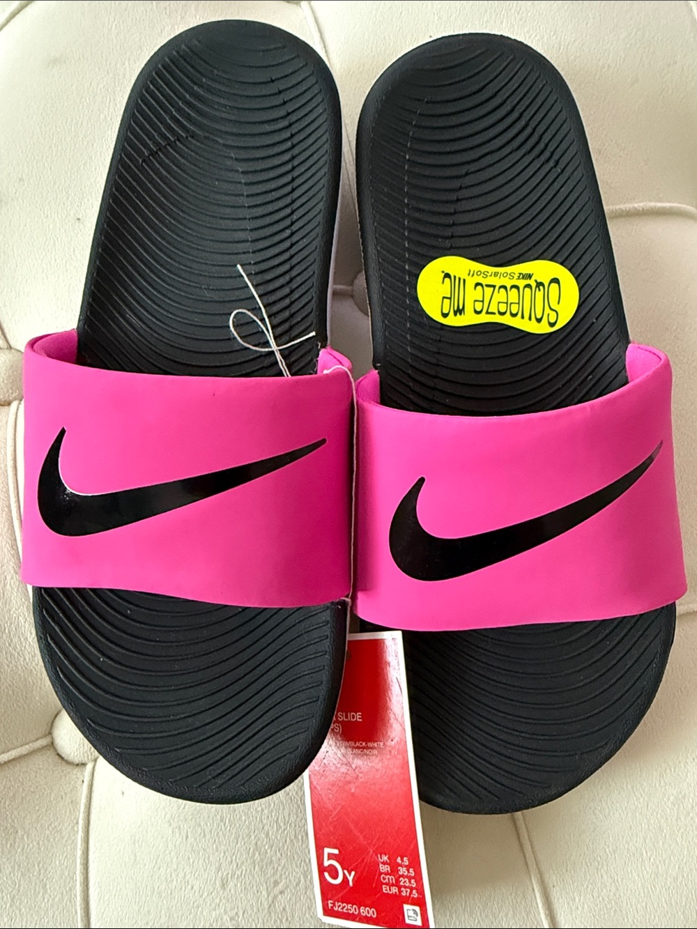 Nike Kids Pink and Black Slide Sandals